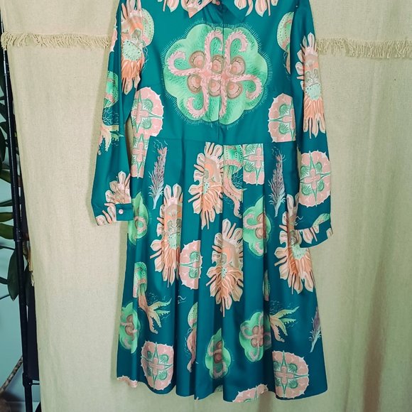 Funky Jellyfish print Pleated A-line dress size 8-10 - Picture 3 of 3